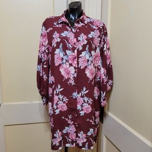 Collective Concepts Floral Long Sleeve Button Down Dress Size M